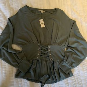 Express One Corset Waist Sweatshirt Small